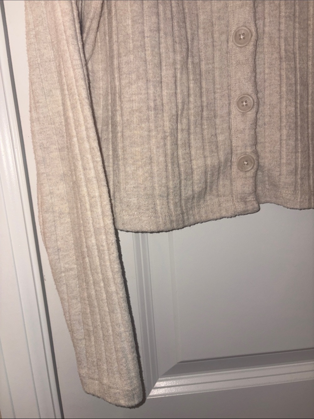 Target Beige Ribbed V-Neck Button Cardigan - Picture 4 of 5